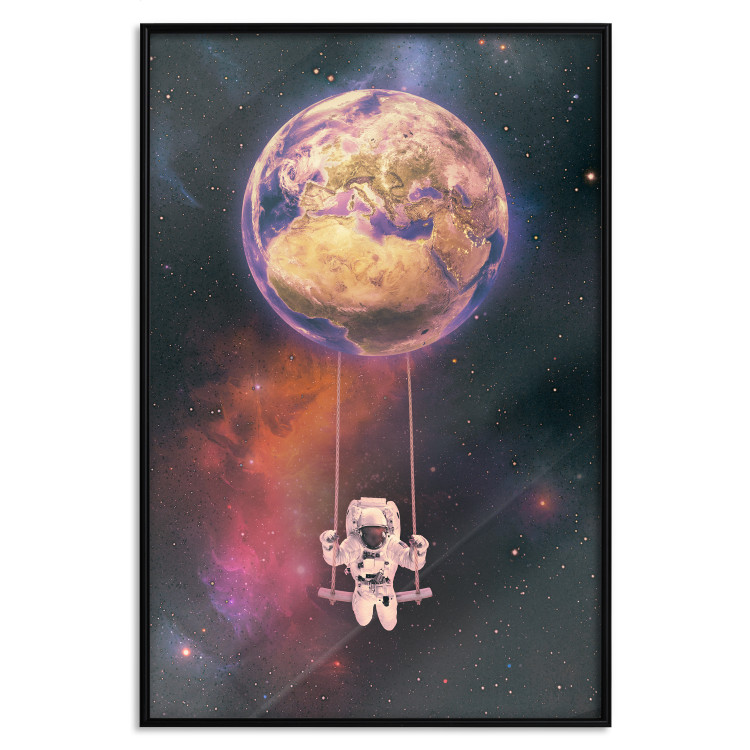 Wall Poster Cosmic Swing - abstraction of swinging astronaut on Earth 123527 additionalImage 24