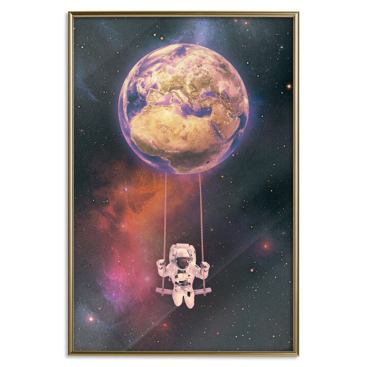 Wall Poster Cosmic Swing - abstraction of swinging astronaut on Earth 123527 additionalImage 16