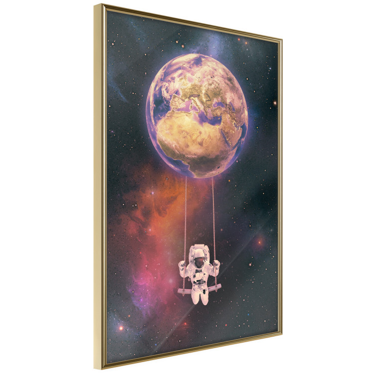 Wall Poster Cosmic Swing - abstraction of swinging astronaut on Earth 123527 additionalImage 14