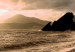 Canvas Sunset in sepia - sea landscape triptych with beach and mountains 125027 additionalThumb 4