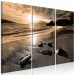 Canvas Sunset in sepia - sea landscape triptych with beach and mountains 125027 additionalThumb 2