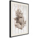 Wall Poster Contemplative Love - stone sculpture of an angel on a wooden texture background 125227 additionalThumb 3