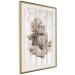 Wall Poster Contemplative Love - stone sculpture of an angel on a wooden texture background 125227 additionalThumb 2