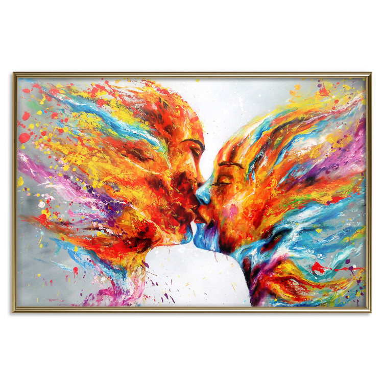Poster Fiery Kiss - romantic composition of figures expressing love 127327 additionalImage 15