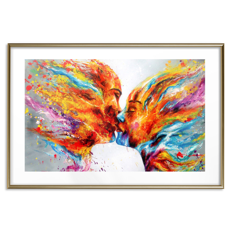 Poster Fiery Kiss - romantic composition of figures expressing love 127327 additionalImage 13