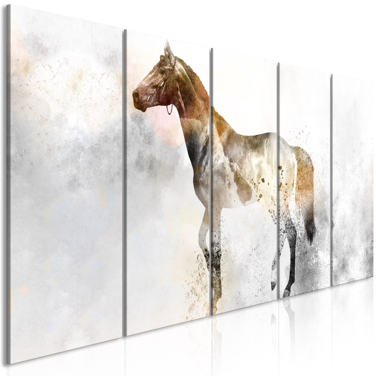 Canvas Fiery Steed (5-part) narrow - horse on a smoky gray background 127527 additionalImage 2