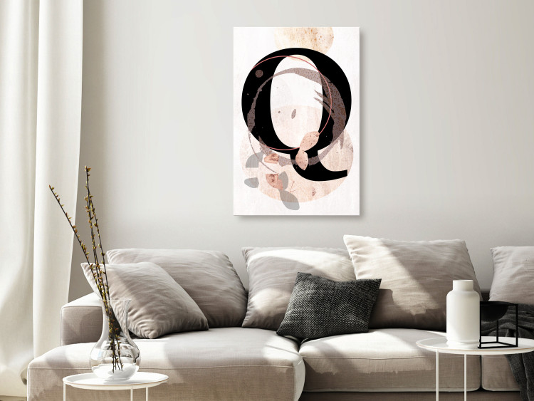 Canvas Print Black, capital letter Q - abstraction with beige and grey elements 127827 additionalImage 3