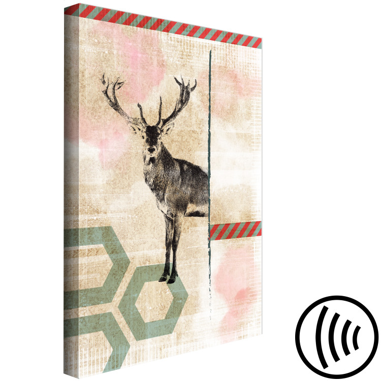 Canvas Print Lonely deer - abstraction with black-white deer on coloured background 131627 additionalImage 6
