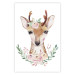 Poster Julius the Deer - composition of pink flowers and a deer on a white background 135727