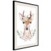 Poster Julius the Deer - composition of pink flowers and a deer on a white background 135727 additionalThumb 20