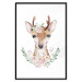 Poster Julius the Deer - composition of pink flowers and a deer on a white background 135727 additionalThumb 3