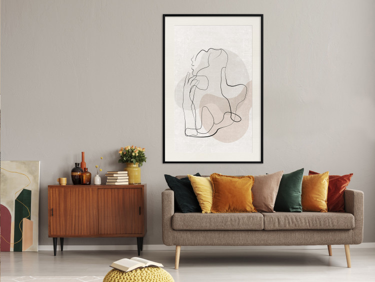 Wall Poster French Chic - simple lineart with a human silhouette in warm colors 137527 additionalImage 25