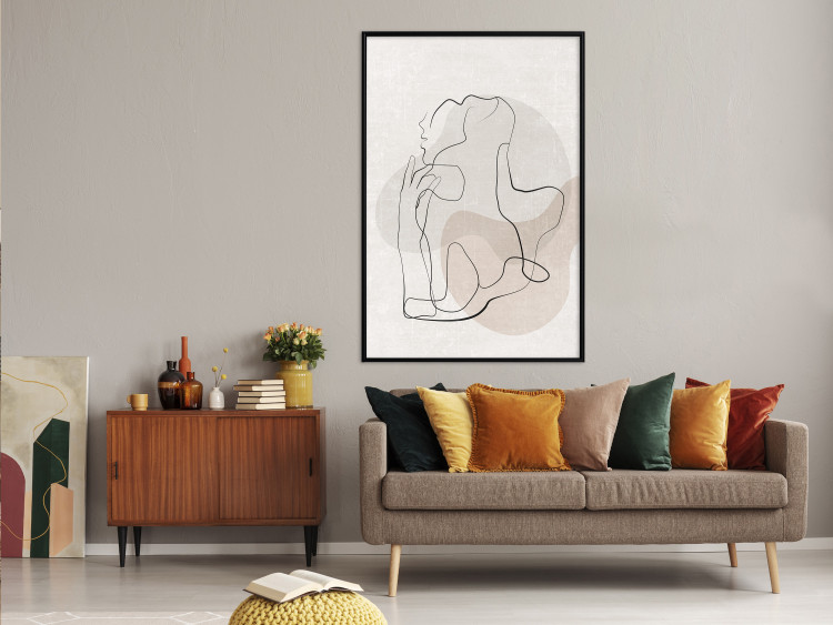 Wall Poster French Chic - simple lineart with a human silhouette in warm colors 137527 additionalImage 15