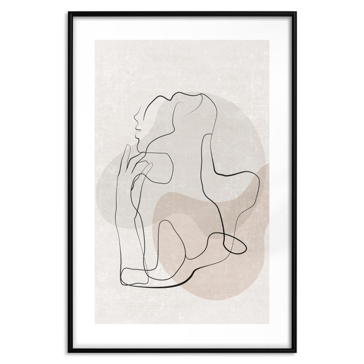 Wall Poster French Chic - simple lineart with a human silhouette in warm colors 137527 additionalImage 14