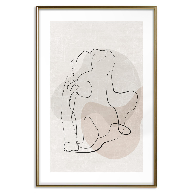 Wall Poster French Chic - simple lineart with a human silhouette in warm colors 137527 additionalImage 16