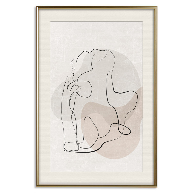 Wall Poster French Chic - simple lineart with a human silhouette in warm colors 137527 additionalImage 18