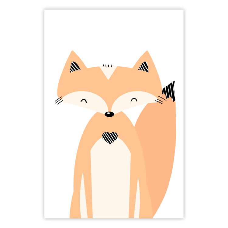 Wall Poster Cheerful Fox - colorful and amusing fox on a white contrasting background 138127