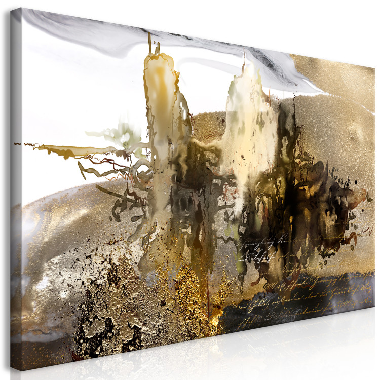 Canvas Art Print Blur (1-piece) Wide - modern abstraction and golden inscriptions 138627 additionalImage 2