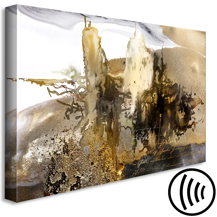 Canvas Art Print Blur (1-piece) Wide - modern abstraction and golden inscriptions 138627 additionalImage 6