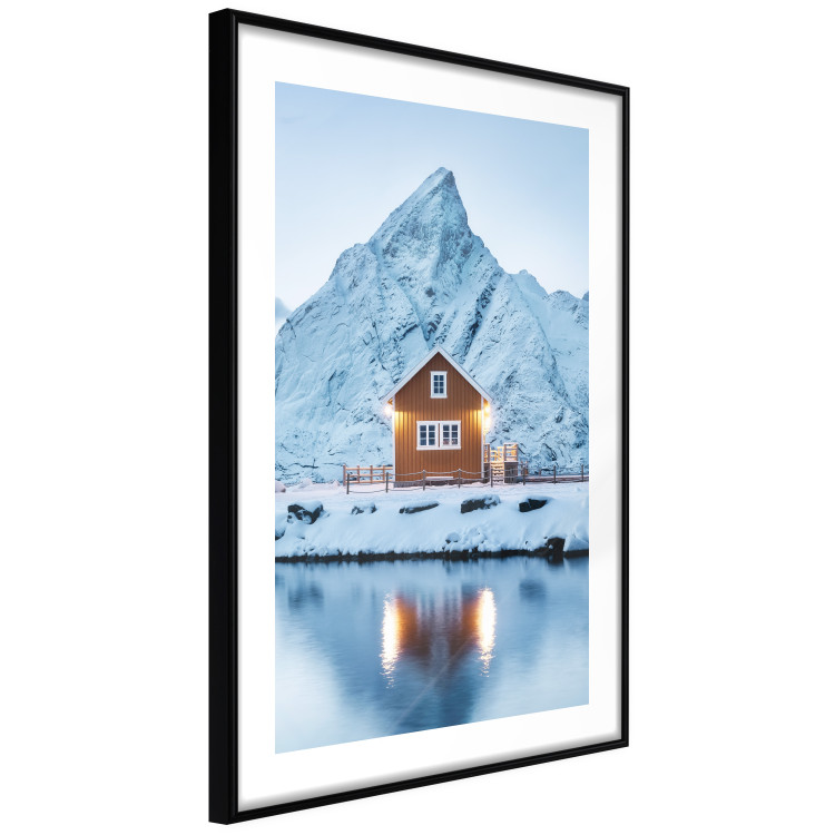 Poster Cottage in Norway - majestic winter landscape of a cottage against mountains 138727 additionalImage 6