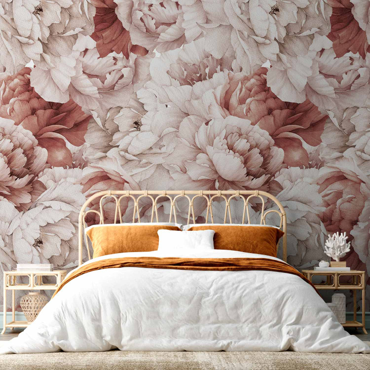 Wall Mural Peonies - nature motif with a bright composition of flowers in shades of pink 143827 additionalImage 2
