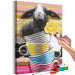 Paint by number Gray Rabbit - Furry Animal in Striped Cups and a Yellow Rose 144527 additionalThumb 7