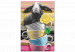 Paint by number Gray Rabbit - Furry Animal in Striped Cups and a Yellow Rose 144527 additionalThumb 3