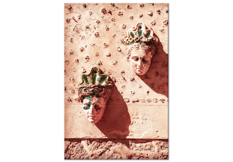 Canvas Print Spanish Masks (1-piece) - stone sculptures in vintage style 145327