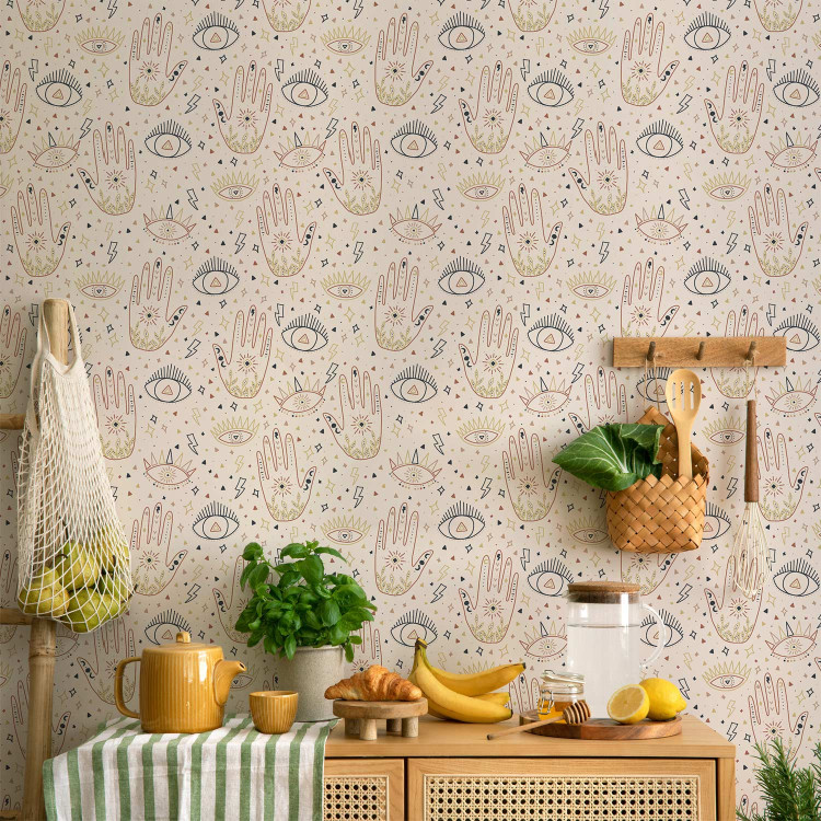 Modern Wallpaper Palmistry - Decorative Pattern in Warm Nature Colors and Symbols 146027 additionalImage 8