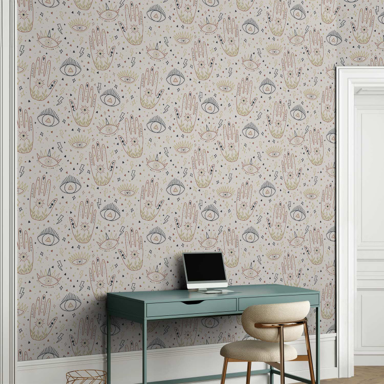 Modern Wallpaper Palmistry - Decorative Pattern in Warm Nature Colors and Symbols 146027 additionalImage 5