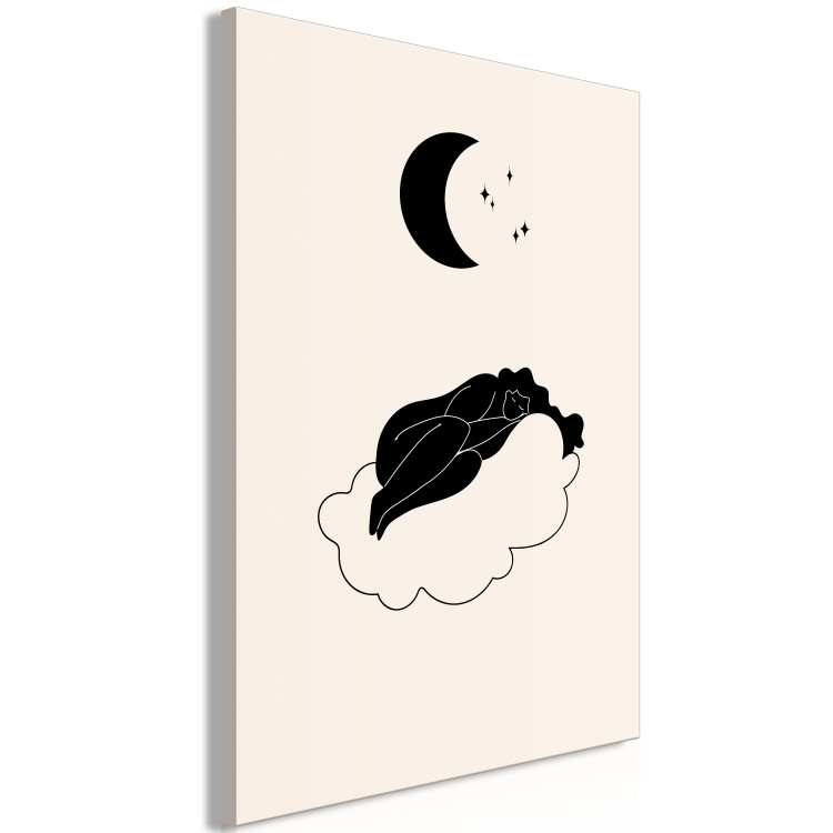 Canvas Art Print Monochrome Minimalism - Girl Sleeping on a Cloud in the Moonlight 146127 additionalImage 2
