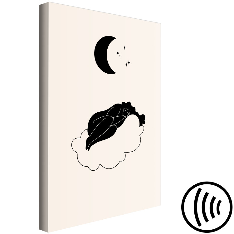 Canvas Art Print Monochrome Minimalism - Girl Sleeping on a Cloud in the Moonlight 146127 additionalImage 6