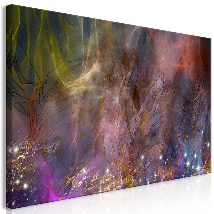 Canvas Colorful Abstraction (1-piece) - intermingling colorful streaks and leaves 148827 additionalImage 2