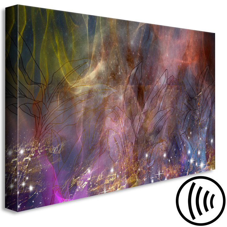 Canvas Colorful Abstraction (1-piece) - intermingling colorful streaks and leaves 148827 additionalImage 6