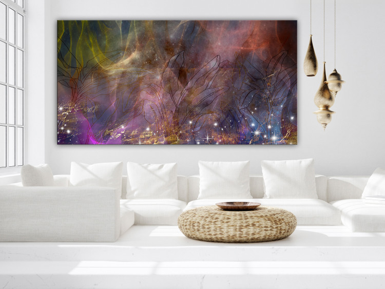 Canvas Colorful Abstraction (1-piece) - intermingling colorful streaks and leaves 148827 additionalImage 3
