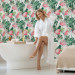 Modern Wallpaper Flamingos in the Jungle - Pink Birds Among the Big Green Leaves 150027 additionalThumb 10