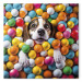 Canvas Art Print AI Beagle Dog - Animal Sunk in Colorful Balls - Square 150227
