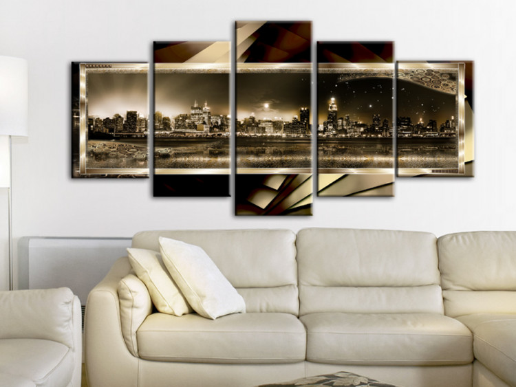 Canvas The city that never sleeps - panorama of New York at night in sepia 55827 additionalImage 3