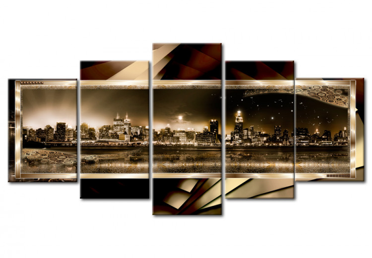 Canvas The city that never sleeps - panorama of New York at night in sepia 55827