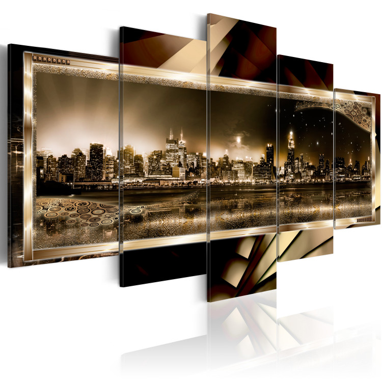 Canvas The city that never sleeps - panorama of New York at night in sepia 55827 additionalImage 2