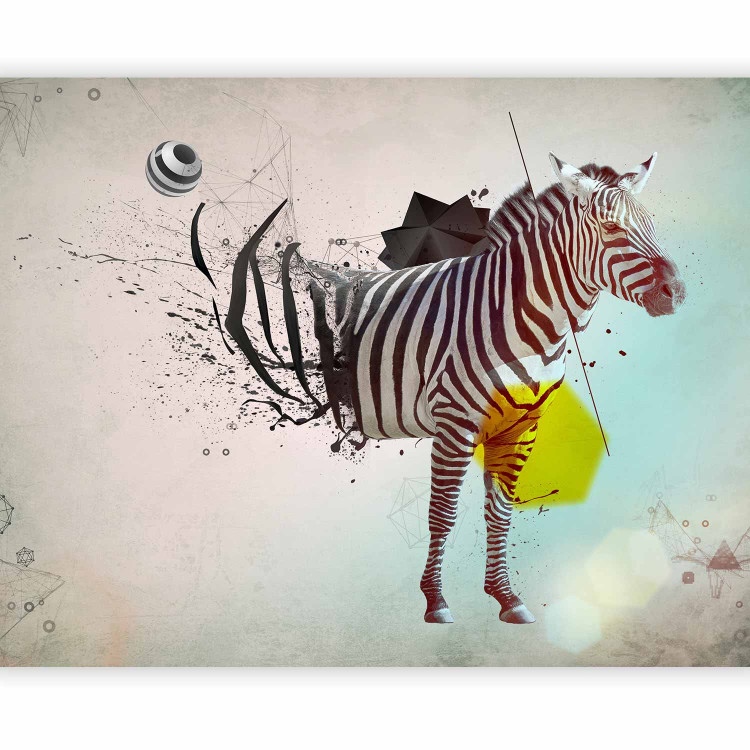Wall Mural Zebralove harmony - an abstraction with nature and animals featuring zebra in soft blues and whites 61327 additionalImage 1
