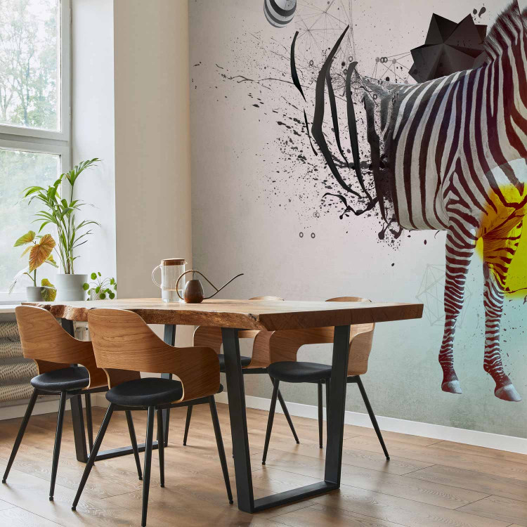 Wall Mural Zebralove harmony - an abstraction with nature and animals featuring zebra in soft blues and whites 61327 additionalImage 4