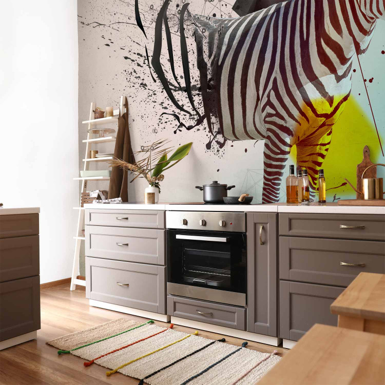 Wall Mural Zebralove harmony - an abstraction with nature and animals featuring zebra in soft blues and whites 61327 additionalImage 7
