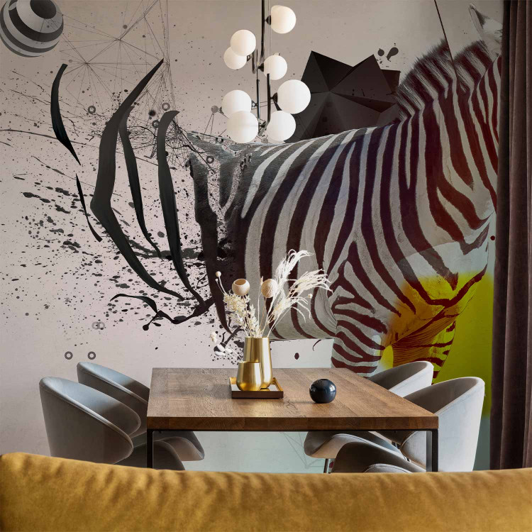 Wall Mural Zebralove harmony - an abstraction with nature and animals featuring zebra in soft blues and whites 61327 additionalImage 6