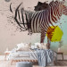 Wall Mural Zebralove harmony - an abstraction with nature and animals featuring zebra in soft blues and whites 61327 additionalThumb 2