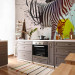 Wall Mural Zebralove harmony - an abstraction with nature and animals featuring zebra in soft blues and whites 61327 additionalThumb 7