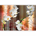 Wall Mural Blooming Flowers - White orchids with ornaments and striped pattern 61827 additionalThumb 1