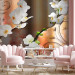 Wall Mural Blooming Flowers - White orchids with ornaments and striped pattern 61827