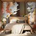 Wall Mural Blooming Flowers - White orchids with ornaments and striped pattern 61827 additionalThumb 2
