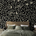 Wall Mural Elements of music - composition of white notes on a solid background in black 94727 additionalThumb 2